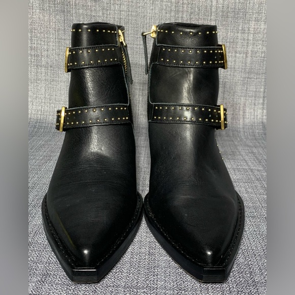 Dolce Vita Ronnie Studded Western Ankle Boots Black Leather Size 8 - Picture 3 of 7